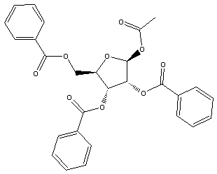 1-乙酰氧基-2,3,5-三苄氧基-β-D-核糖结构式