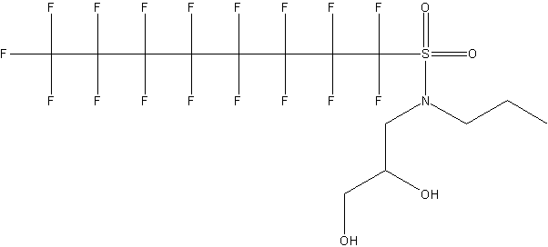 N-(2,3-二羟基丙基)-N-丙基-1,1,2,2,3,3,4,4,5,5,6,6,7,7,8,8-比氟-1-辛烷氨磺酸结构式
