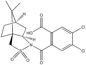 N-(2-羧基-4,5-二氯苯甲酰基)-(-)-10,2-樟脑磺内酰胺结构式