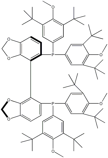 (R)-(-)-5,5'-双[二(3,5-二叔丁基-4-甲氧基苯基)磷]-4,4'-二-1,3-苯并二氧烷结构式
