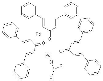 三(二亚苄基茚丙酮)二钯氯仿加合物结构式