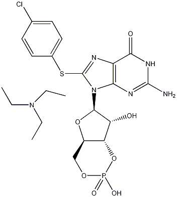 8-(4-氯苯基硫代)鸟苷-3',5'-环单磷酸三乙基胺盐结构式