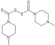 双(4-甲基-1-1-哌嗪基硫代甲酰基)二硫结构式