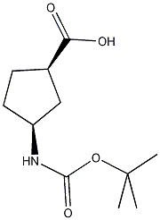 (1S,3R)-N-叔丁氧羰基-1-氨基环戊烷-3-羧酸结构式