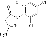 3-氨基-1-(2,4,6-三氯苯基)-5-吡唑啉酮结构式