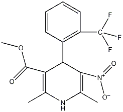 1,4-二氢-2,6-二甲基-5-硝基-4-[2-(三氟甲基)-苯基]吡啶-3-羧酸甲酯结构式