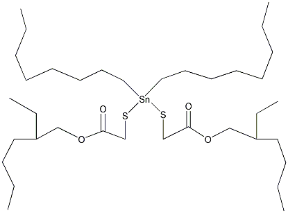 二正辛基-双-(巯乙酸-2-乙基已酯)锡结构式