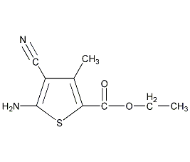 5-氨基-4-氰基-3-甲基噻吩-2-甲酸乙酯结构式