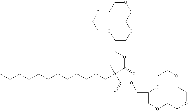 双[(12-冠醚-4)甲基]-2-十二烷基-2-丙二酸二甲酯结构式