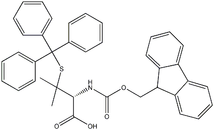 N-芴甲氧羰基-S-三苯甲基-L-青霉胺结构式