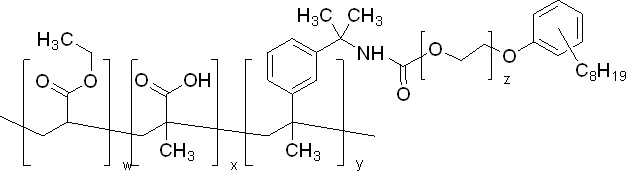 Poly[ethyl acrylate-co-methacrylic acid-co-3-(1-isocyanato-1-methylethyl)-α-methylstyrene], adduct with ethoxylated nonylphenol solution