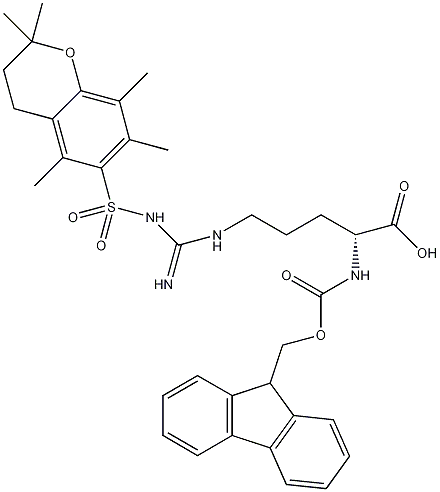 Nα-FMOC-Nω-(2,2,5,7,8-五甲基色满-6-磺酰基)-L-精氨酸结构式