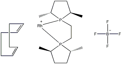 (+)-1,2-二((2R,5R)-2,5-二甲基膦酰)乙烷(环辛二烯)四氟硼酸铑(I)结构式