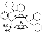 (R)-(-)-[(R)-2-二环己基膦二茂铁基](N,N-二甲氨基)(2-二环己基膦苯基)甲烷结构式