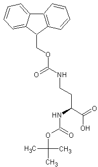 Nα-叔丁氧羰基-Nγ-芴甲氧羰基-L-2,4-氨基丁酸结构式