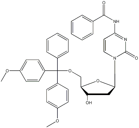 5'-O-(4,4'-二甲氧基三苯甲基)-N(4)-苯甲酰基-2'-脱氧腺甙结构式