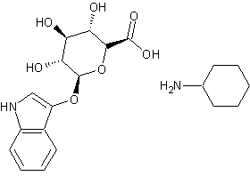 3-吲哚基-beta-D-葡糖苷酸环己胺盐结构式