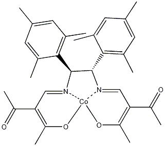 (1S,2S)-N,N'-双(2-乙酰-3-氧代-2-亚丁烯基)-1,2-二均三甲苯基乙二胺合钴(II)结构式