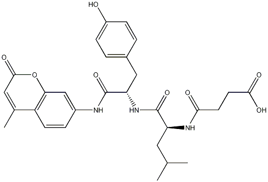 N-琥珀酰基-亮氨酰-酪氨酸-7-胺基-4-甲基香豆素结构式