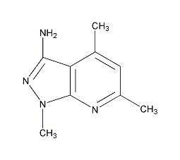 1,4,6-三甲基-3-氨基-1H-吡唑并[3,4-b]吡啶结构式