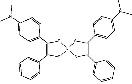 双(4-二甲氨基二硫代二苯乙二酮)合镍结构式