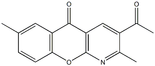 3-乙酰基-2,7-二甲基-5H-[1]苯并吡喃并[2,3-b]吡啶-5-酮结构式