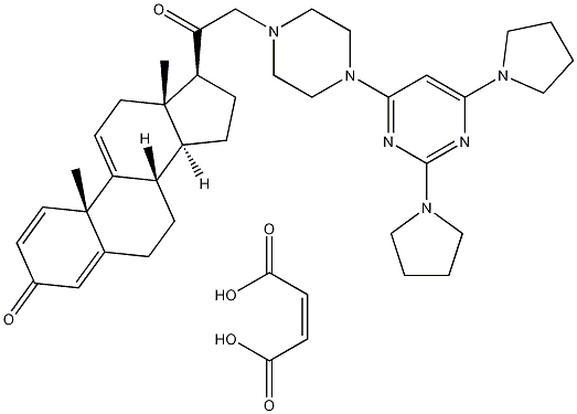 21-[4-(2,6-二-1-吡咯烷基-4-嘧啶基)-1-哌嗪基]孕甾-1,4,9[11]-三烯-3,20-二酮马来酸盐结构式