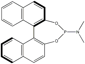(R)-(−)-(3,5-二氧杂-4-磷杂-环庚三烯并[2,1-a:3,4-a']二-萘-4-基)二甲基胺结构式