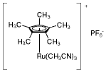 三(乙腈)五甲基环戊二烯基六氟磷酸钌(II)结构式