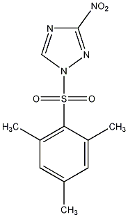 1-(均三甲苯基-2-砜基)-3-硝基-1,2,4-三唑结构式