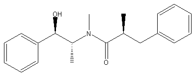 (1R, 2R)-伪麻黄素-(S)-甲基苯丙酰胺结构式