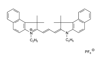 3-乙基-2-[3-(3-乙基-1,1-二甲基-1,3-二氢-苯并[e]吲哚-2-亚基)-丙烯基]-1,1-二甲基-1H-苯并[e]吲哚六氟磷酸盐结构式