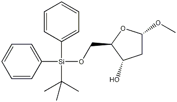 5-O-(t-丁基二苯基甲硅烷基)-2-脱氧-Β-D-赤呋喃戊糖苷结构式