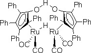 1-羟基四苯基-环戊基(四苯基-2,4-环戊二烯-1-酮)-μ-氢四羰基二钌(II)结构式
