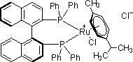 氯代[(S)-(-)-2,2'-二(二苯基膦)-1,1'-联萘](p-伞花素)氯化钌(II)结构式