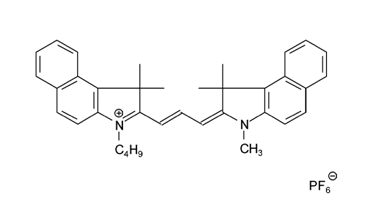 3-丁基-1,1-二甲基-2-[3-(1,1,3-三甲基-1,3-二氢-苯并[e]吲哚-2-亚基)-丙烯基]-1H-苯并[e]吲哚六氟磷酸盐结构式