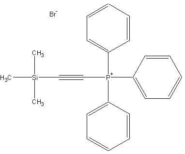 (3-三甲基硅基-2-丙炔基)三苯基溴化磷结构式