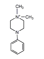 1,1-二甲基-4-苯基碘化哌嗪鎓结构式