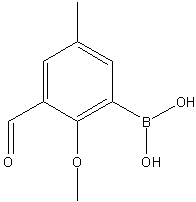 3-甲酰基-2-甲氧基-5-甲基苯基硼酸结构式