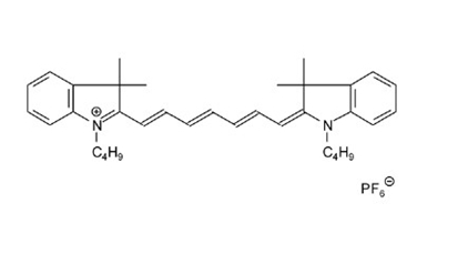 1-丁基-2-[7-(1-丁基-3,3-二甲基-1,3-二氢-吲哚-2-亚基)-庚-1,3,5-三烯基]-3,3-二甲基-3H-吲哚六氟磷酸盐结构式