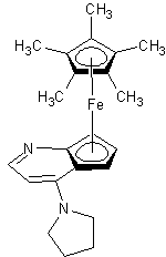 (R)-(+)-4-吡咯烷吡啶基(五甲基环戊二烯)铁结构式
