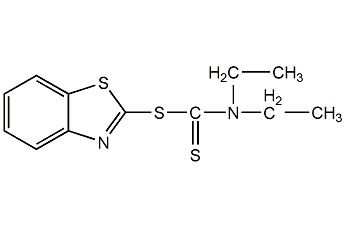 二乙基二硫代氨基甲酸-2-苯并噻唑酯结构式