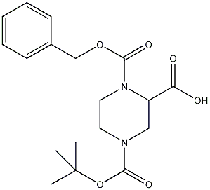 N-4-叔丁氧羰基-N-1-苄氧羰基-2-哌嗪羧酸结构式