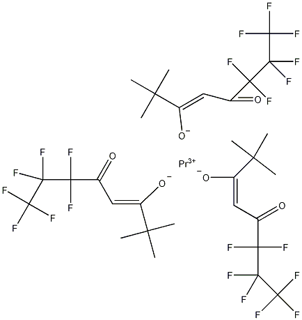 三(6,6,7,7,8,8,8-七氟-2,2-二甲基-3,5-辛二酮酸)镨结构式