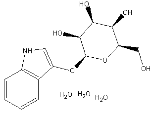 3-吲哚基-β-D-吡喃半乳糖苷三水结构式