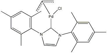 烯丙基氯化[1,3-双(2,4,6-三甲基苯基)咪唑-2-亚基]钯结构式