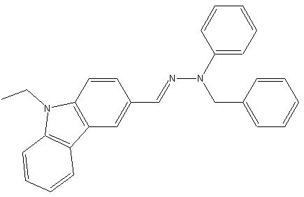9-乙基-3-(N-苯基-N-苯腙甲醛基)咔唑结构式