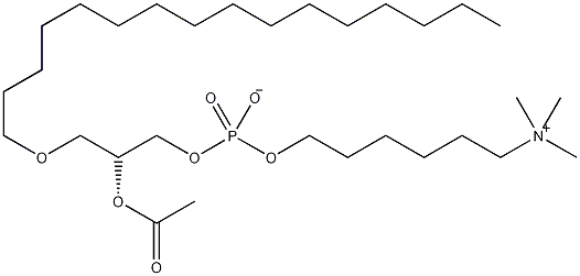 1-O-十六烷基-2-乙酰基-sn-甘油-3-磷酸-(N,N,N-三甲基)-己醇胺结构式