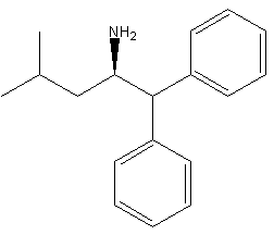 (R)-(+)-2-氨基-4-甲基-1,1-二苯基戊烷结构式
