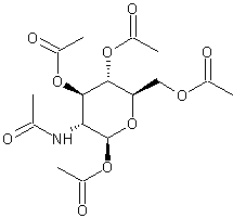 2-乙酰胺基-2-脱氧-1,3,4,6-四乙酰-β-D-吡喃葡萄糖结构式